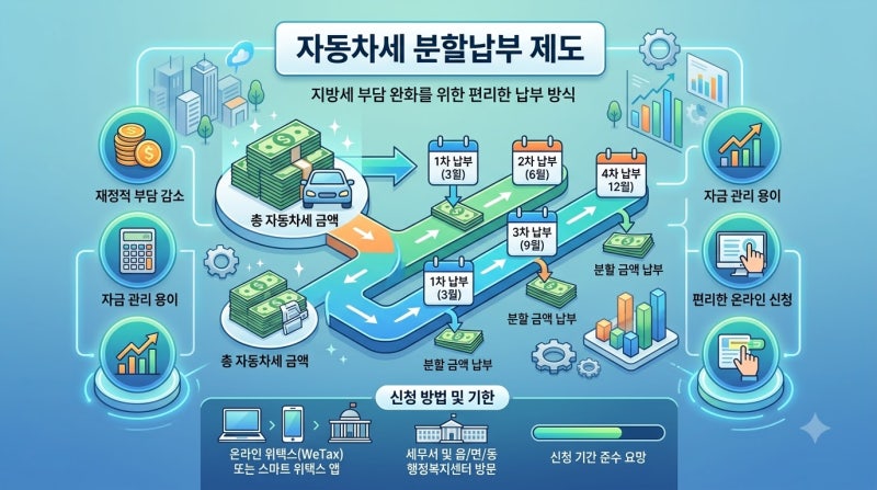매달 쪼개 내고 환급까지? 자동차세 4분기 분할납부와 위택스 숨은 환급금 1분 조회 꿀팁