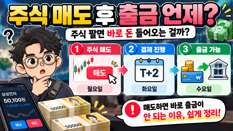 주식 매도 후 출금 언제?｜주식 팔면 돈 들어오는 시간·D+2 쉽게 정리