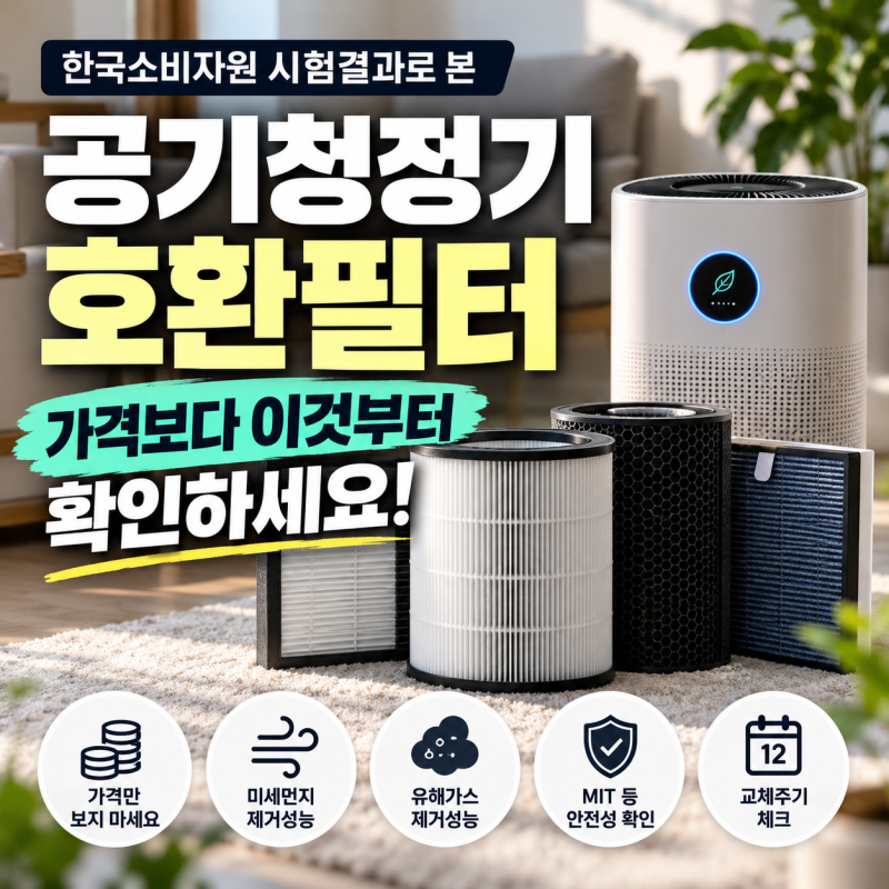 공기청정기 호환필터 비교｜한국소비자원 시험 결과, 미세먼지·유해가스·MIT 확인