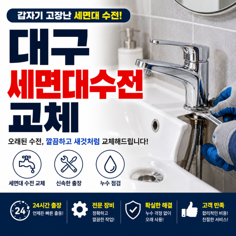 대구세면대수전교체, 세면대 수도꼭지에서 물이 뚝뚝 새는데 교체 비용 얼마나 들까요?