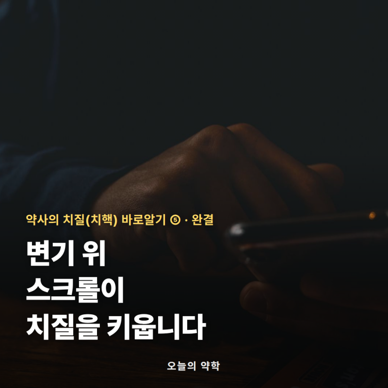 치질 재발 막는 생활 습관 — 변기 위 스마트폰 +46%, 섬유·배변·좌욕 루틴 (치질 5편 · 완결)