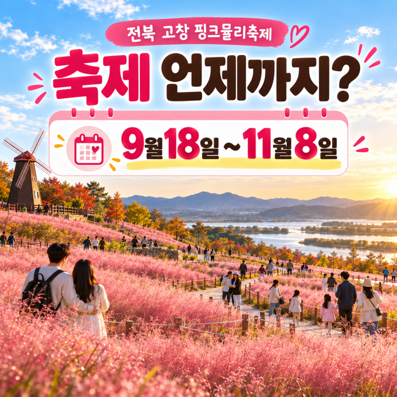 고창 핑크뮬리축제 기간, 2026년 9월18일~11월8일 개화시기·입장료 총정리