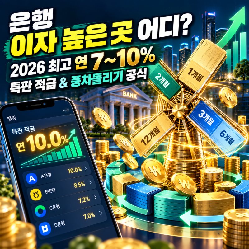 "은행 이자 높은 곳 어디?" 2026 최고 연 7~10% 특판 적금 금리 비교와 우대금리 함정 피하는 적....