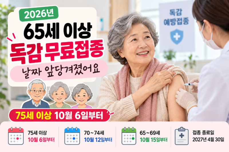 2026년 65세 이상 독감 무료접종 날짜 변경, 75세·70세·65세 언제부터?
