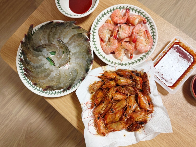매천수산시장 생새우 시세, 구매 후기, 생새우 손질법 공유