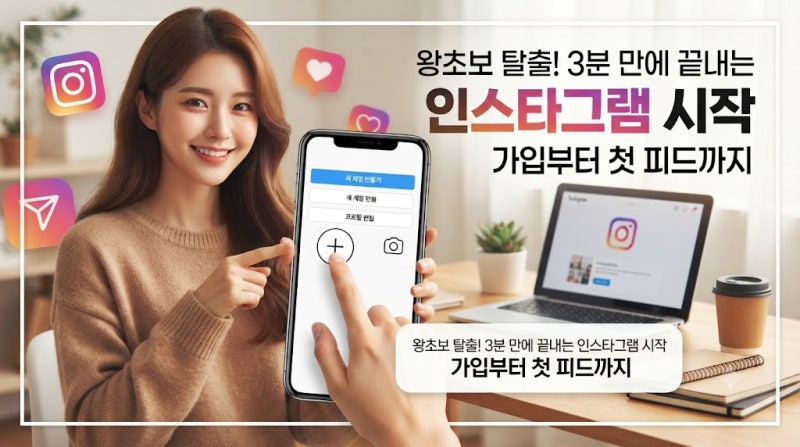 "인스타그램 처음이신가요? 3분 만에 끝내는 가입부터 첫 게시물 업로드 완벽 가이드"