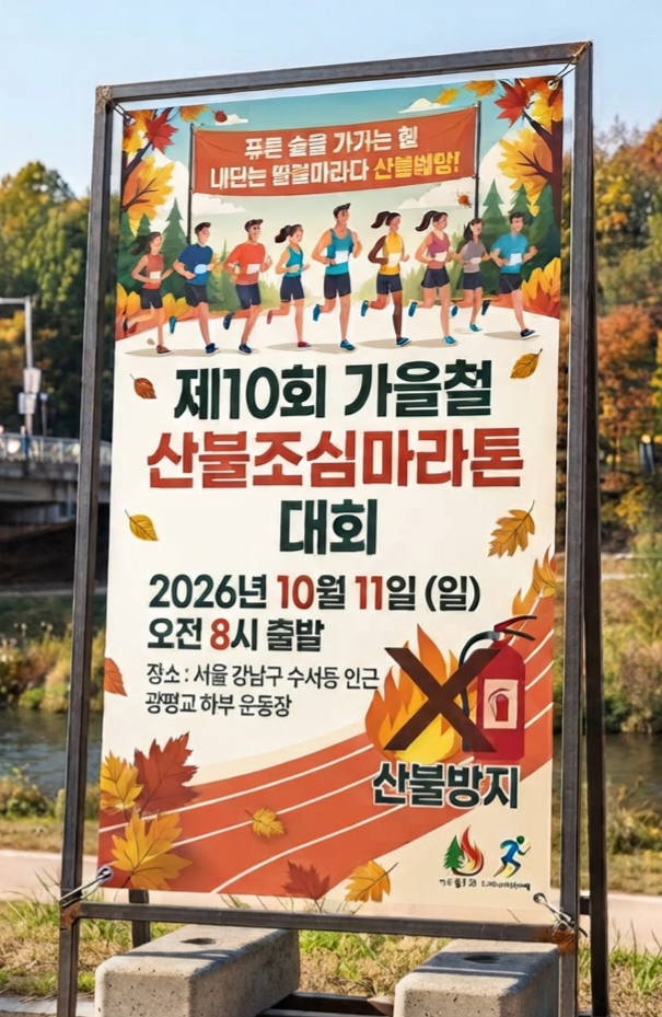 제10회 가을철 산불조심마라톤 대회 안내 대회 일시: 2026년 10월 11일 (일요일) 오전 8시 출근 (....