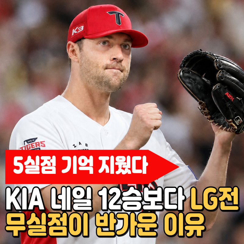 “5실점 기억 지웠다” KIA 네일 12승, 6이닝 무실점보다 더 반가운 이유!3위 가나요?