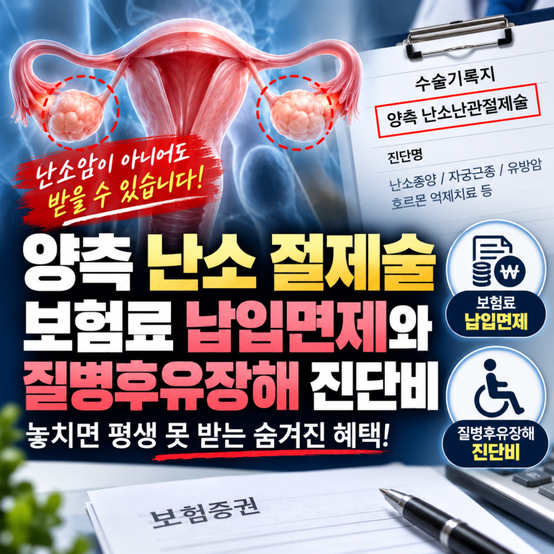 양측 난소 절제술 후 보험료 납입면제 · 질병후유장해, 놓치면 후회하는 숨은 보상 찾기