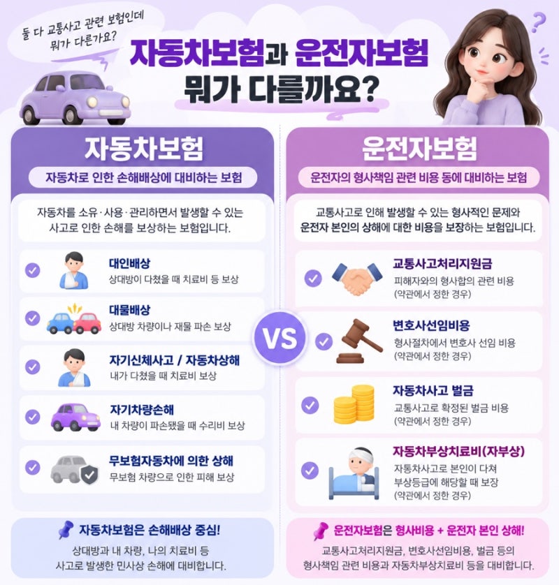 자동차보험 있는데 운전자보험도 필요할까? 차이점 쉽게 정리