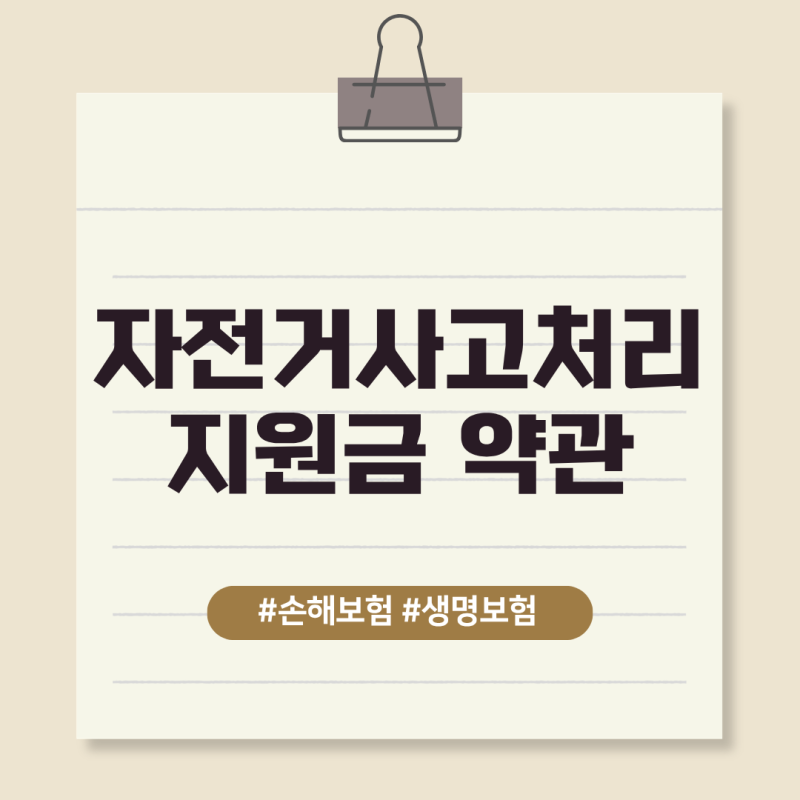 자전거사고처리지원금 약관에서는 언제 어떻게 보상을 하고 있나요?