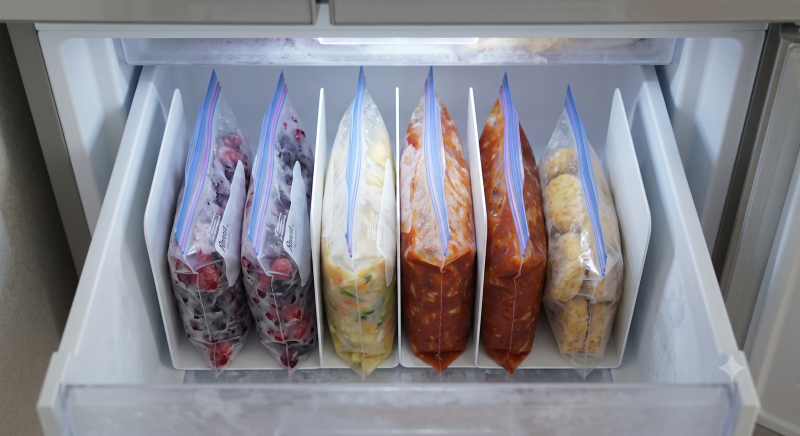 책상에서 쓰던 다이소 1,000원 북엔드의 반전! 냉동실 식재료 화석 방지 & 서랍장 옷 쓰러짐 잡....