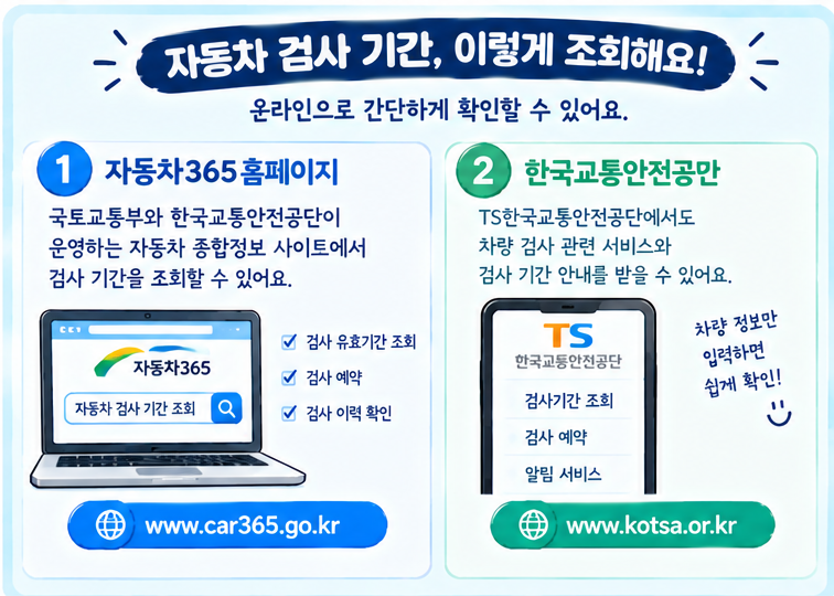 [생활정보] 자동차 검사 기간 조회하는 방법｜내 차 검사일 쉽게 확인하기