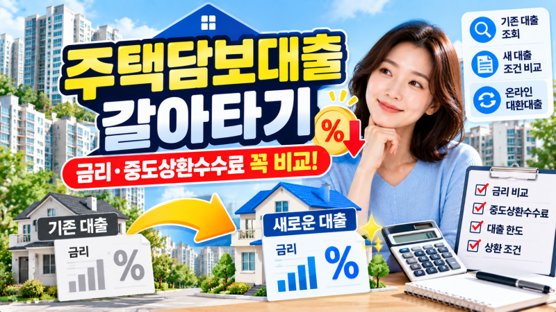 주택담보대출 갈아타기 방법｜금리·중도상환수수료 비교하고 대환대출 신청하기