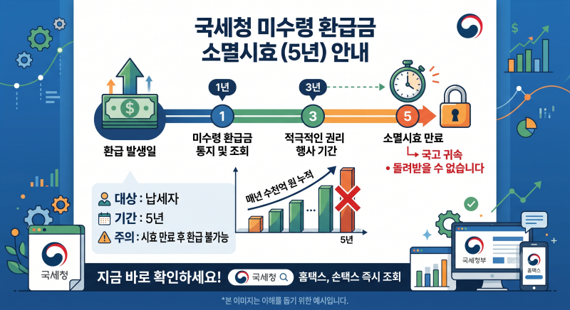 홈택스 숨은 환급금, 5년 지나면 국가가 다 가져갑니다
