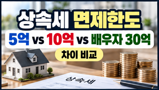 상속세 면제한도 5억 vs 10억 vs 배우자 30억 차이 비교