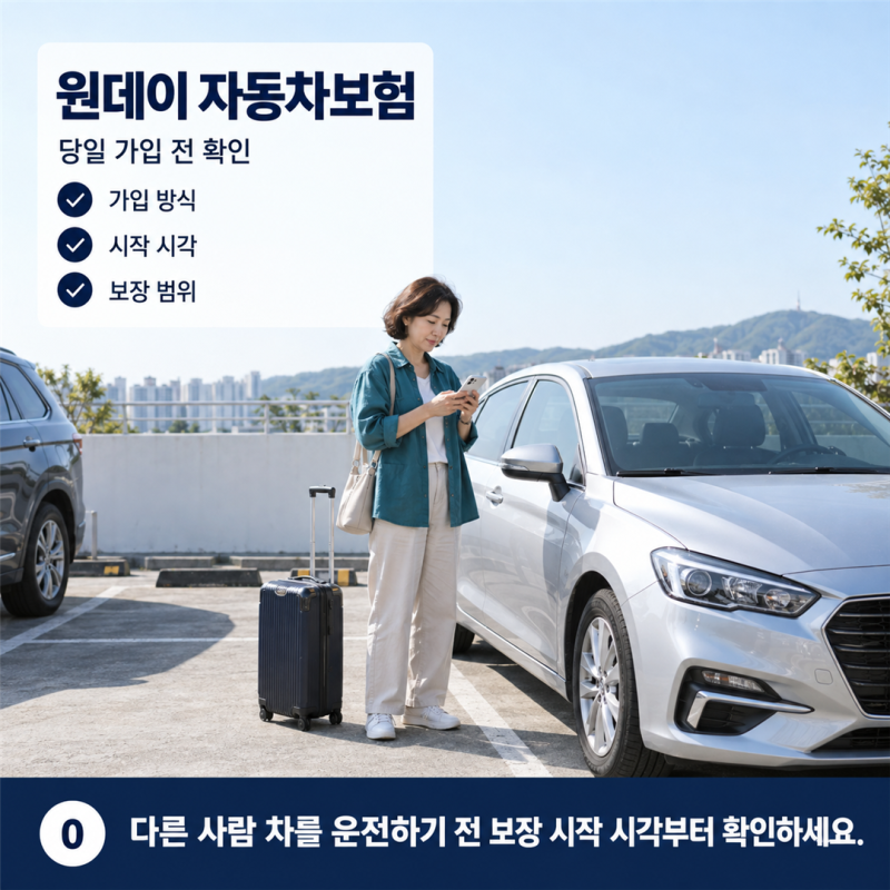 원데이 자동차보험 당일 가입, 단기운전자 특약과 시작시간 차이