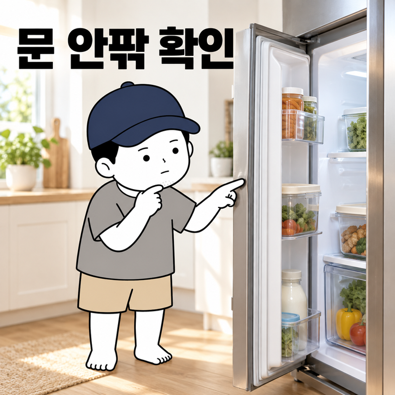 냉장고 고무패킹 청소, 문이 덜 닫힐 때 패킹 전에 확인할 곳