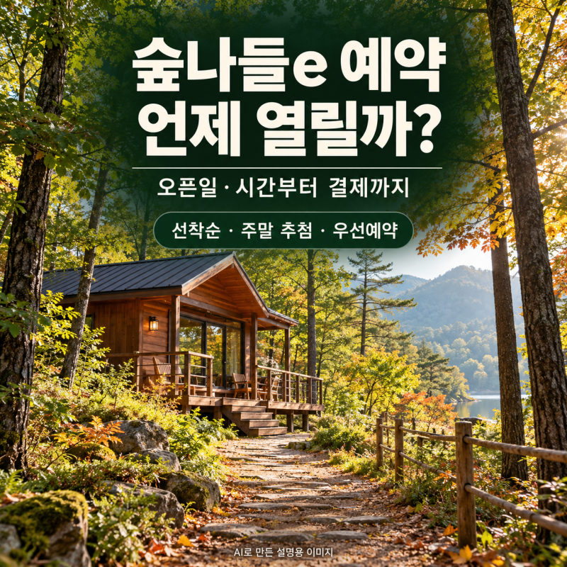 숲나들e 예약 오픈일·시간은? 자연휴양림 예약 방법과 결제까지