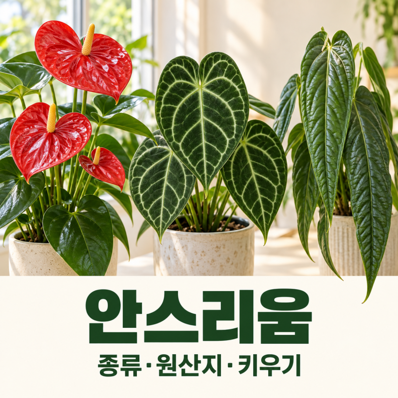 안스리움 종류 6가지와 꽃·잎 특징, 키우기 정리