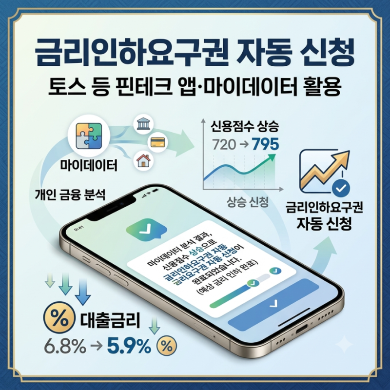 대출금리 낮출 기회 놓치지 않는다…마이데이터 기반 금리인하요구권 자동 신청