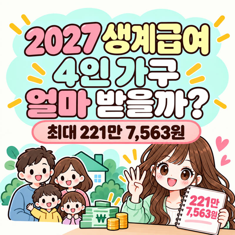 2027 생계급여 4인 가구 얼마 받을까?｜소득기준·실제 지급액 계산