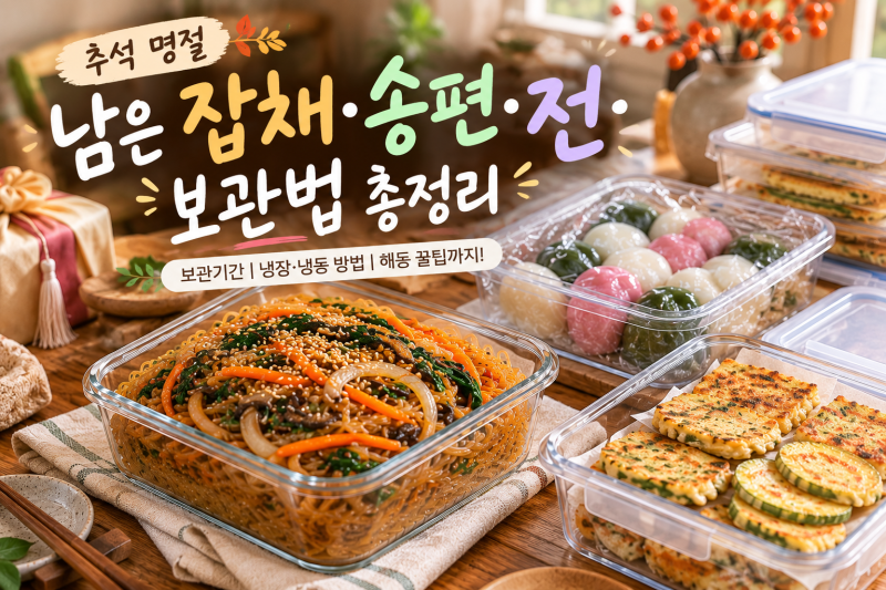 남은 잡채 전 나물 송편 보관법, 냉장고에 그냥 넣으면 안 돼요!