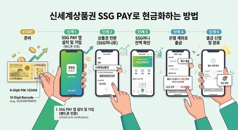 사용 계획이 없는 신세계상품권 SSG PAY 앱 에서 전액 현금화 하는 방법