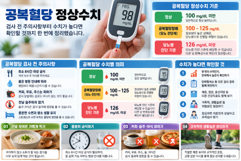 공복혈당 정상수치와 검사 전 주의사항, 수치가 높다면 확인할 것