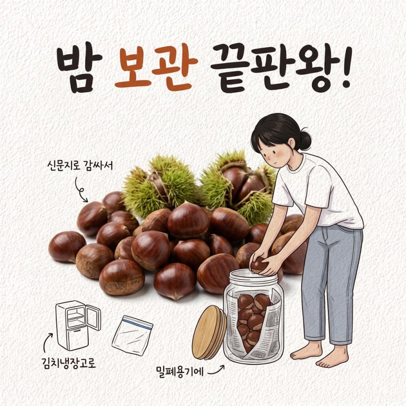 밤 냉장고에 대충 넣으면 벌레 먹음 오래 보관법 저장방법 김치냉장고 1년 신문지