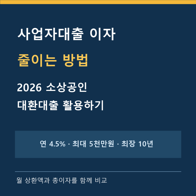 사업자대출 이자 줄이는 방법, 2026소상공인대환대출 활용하기