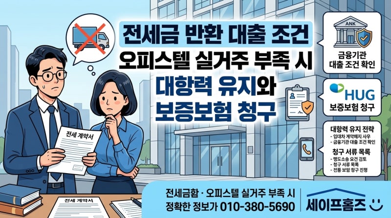 전세금 반환 대출 조건 오피스텔 실거주 부족 시 대항력 유지와 보증보험 청구