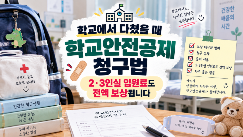 학교에서 다쳤을 때 학교안전공제 청구법｜2·3인실 입원료도 전액 보상됩니다