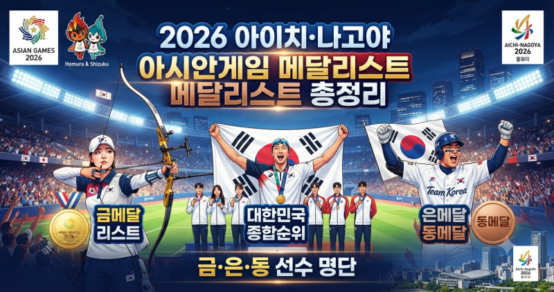 2026 아이치 나고야 아시안게임 메달리스트 총정리｜한국 종합순위, 금메달·은메달·동메달 ....