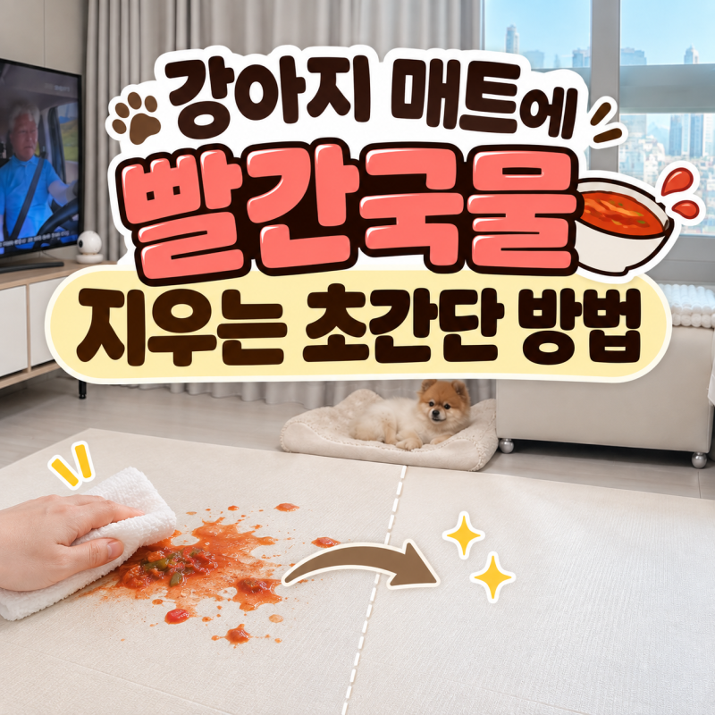 디팡 강아지매트에 빨간국물 물들었을 때 지우는 방법