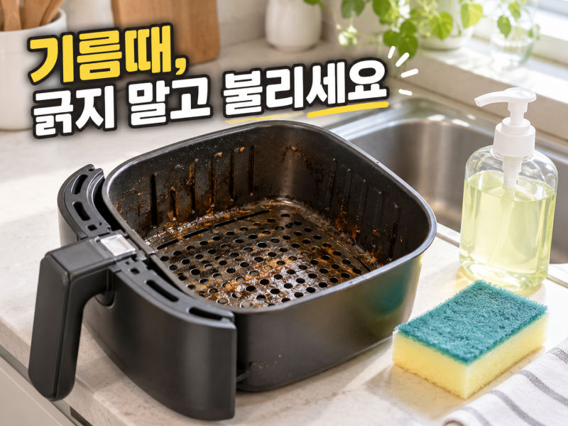 에어프라이어 기름때 청소, 바스켓 찌든때 코팅 손상 없이 제거하는 법
