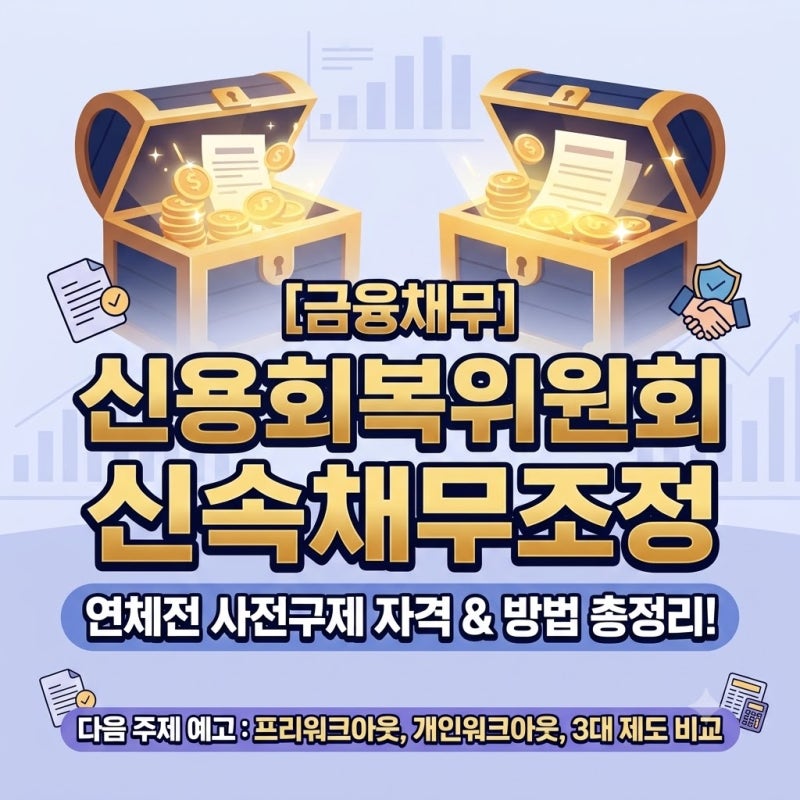 [금융채무] 신용회복위원회 신속채무조정(연체전 채무조정) 자격조건과 신청방법 완벽 정리