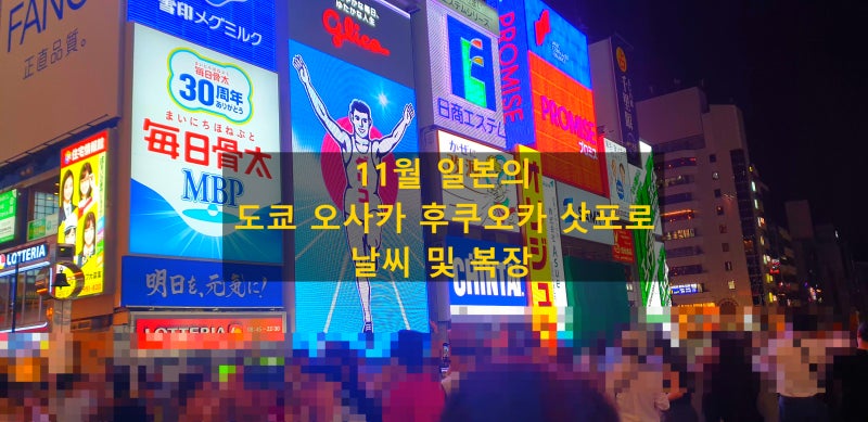 11월 일본의 도쿄 오사카 후쿠오카 삿포로 날씨 및 복장
