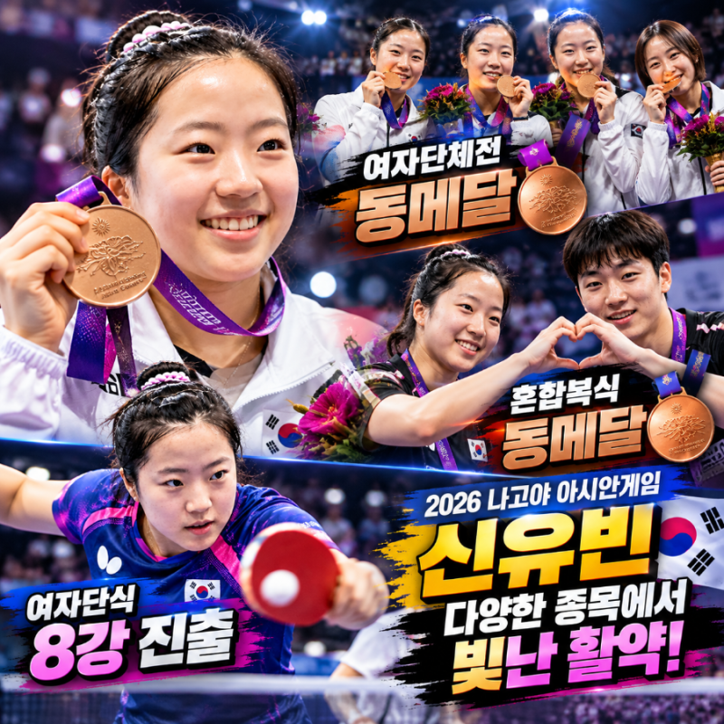 신유빈 여자단식 8강 진출! 다음 상대는 누구? 2026 나고야 아시안게임 경기일정·중계 알아보....