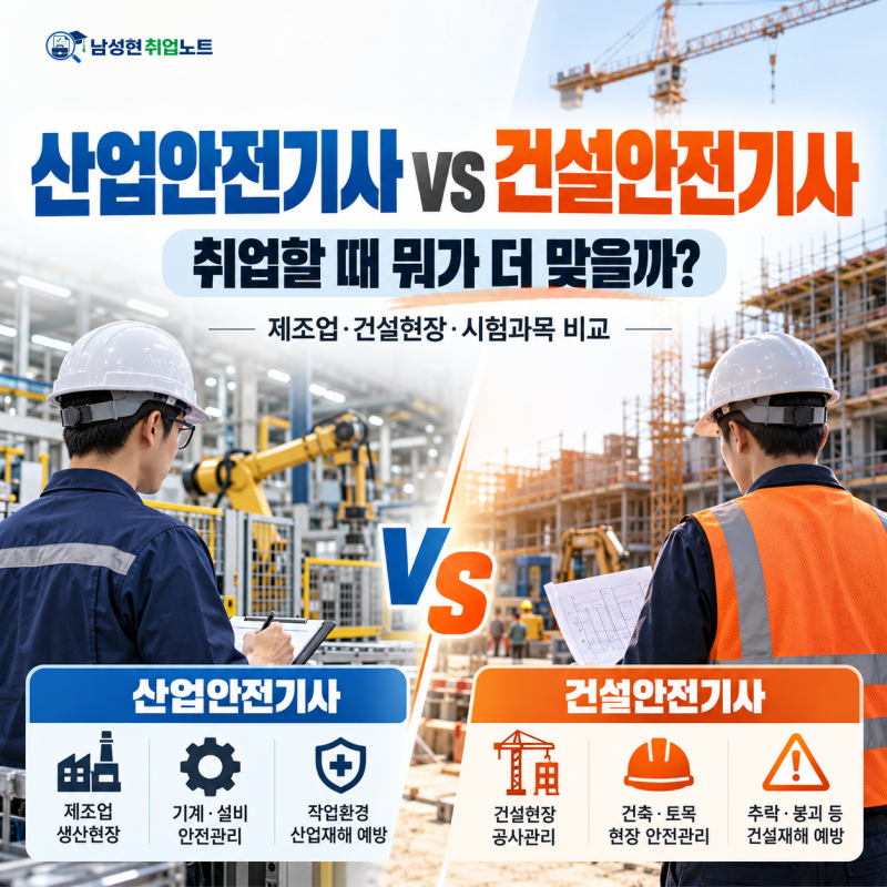 산업안전기사 vs 건설안전기사｜취업할 때 뭐가 더 맞을까?｜제조업·건설현장·시험과목 비....