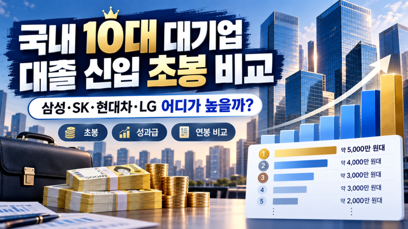 국내 10대 대기업 대졸 신입 초봉 얼마? 삼성·SK·현대차·LG 대표 계열사 비교