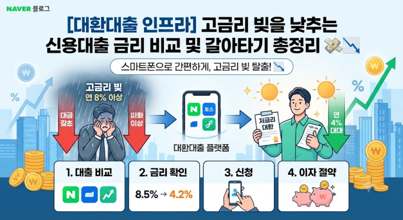 [대환대출 인프라] 고금리 빚을 낮추는 신용대출 금리 비교 및 갈아타기 총정리