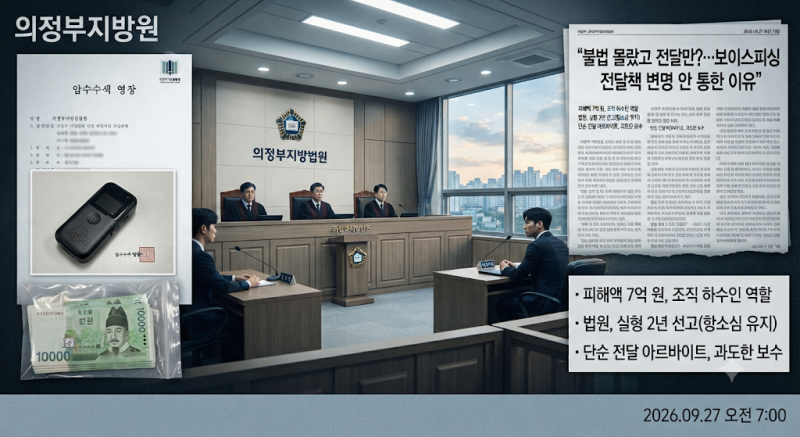 [사회/사건사고] "불법 몰랐고 전달만 했다"… 보이스피싱 전달책의 변명이 통하지 않은 이유