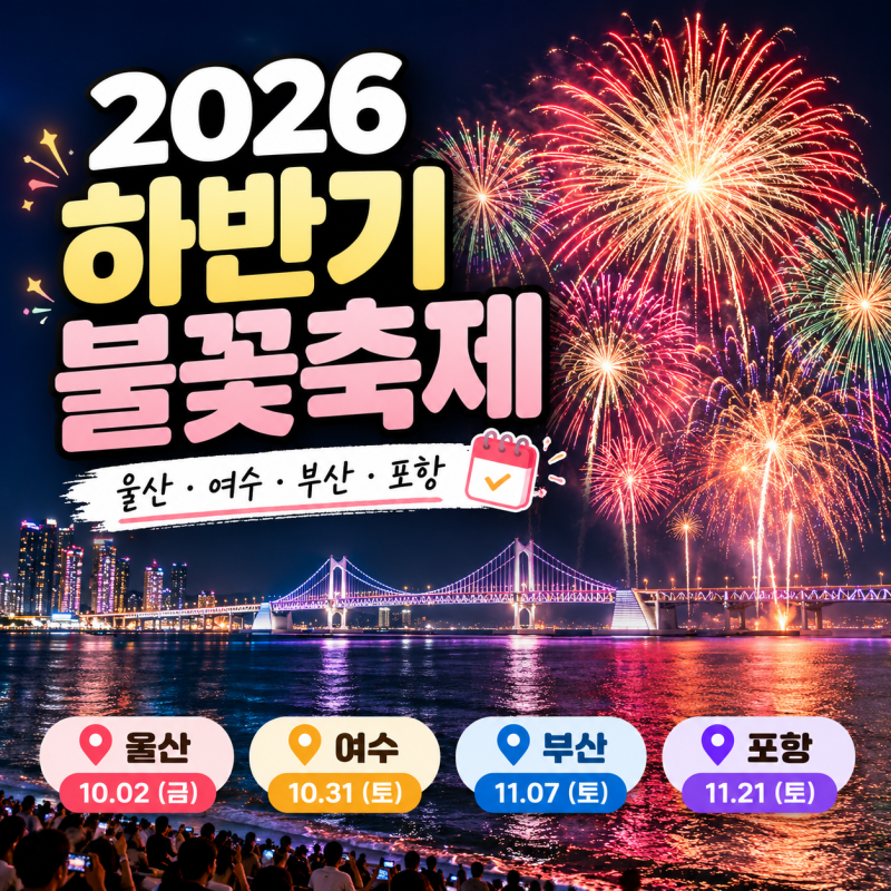 2026 하반기 불꽃축제 일정 총정리, 울산 여수 부산 포항 날짜는?