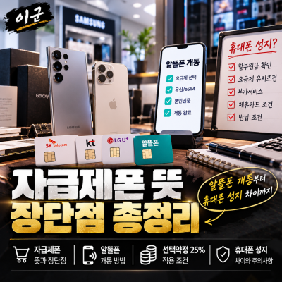 자급제폰 뜻 장단점 알뜰폰 개통 휴대폰 성지 차이 총정리