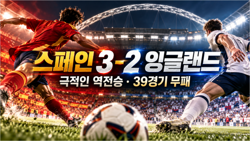 스페인 잉글랜드 3-2 역전승 분석｜케인 페널티킥 실축 뒤 바에나·오야르사발이 바꾼 경기