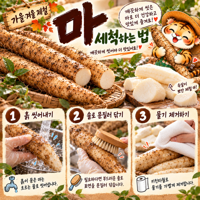 10월 제철 안동마 갈변 방지 껍질 손질법 & 손 가려움 예방법·식초수 침지 냉동 보관 가이드