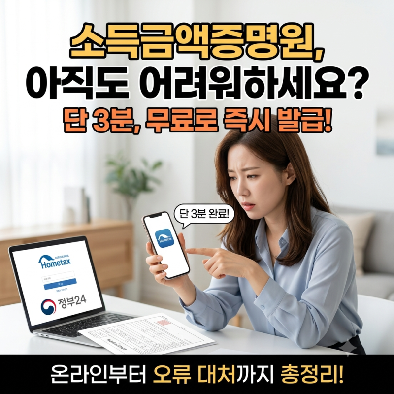 소득금액증명원 발급방법 총정리 | 홈택스, 정부24, 오프라인 및 발급 오류 대처법까지