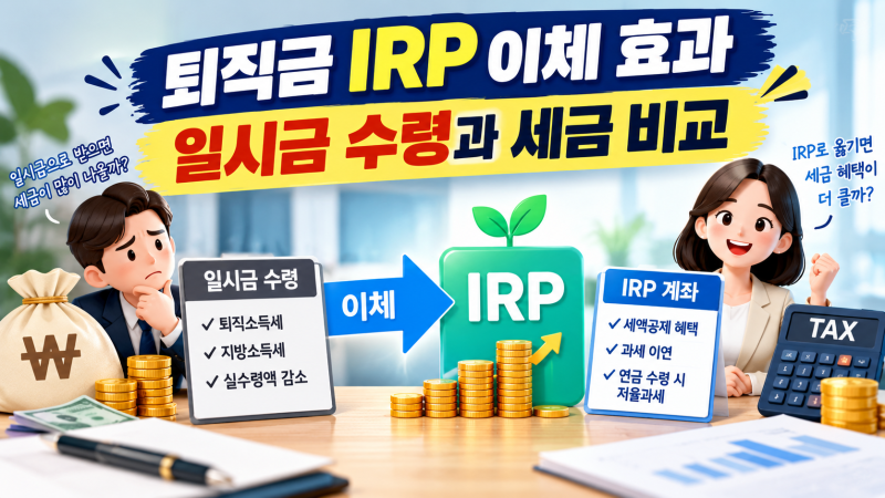 퇴직금 IRP 이체 효과｜일시금 수령과 세금 비교
