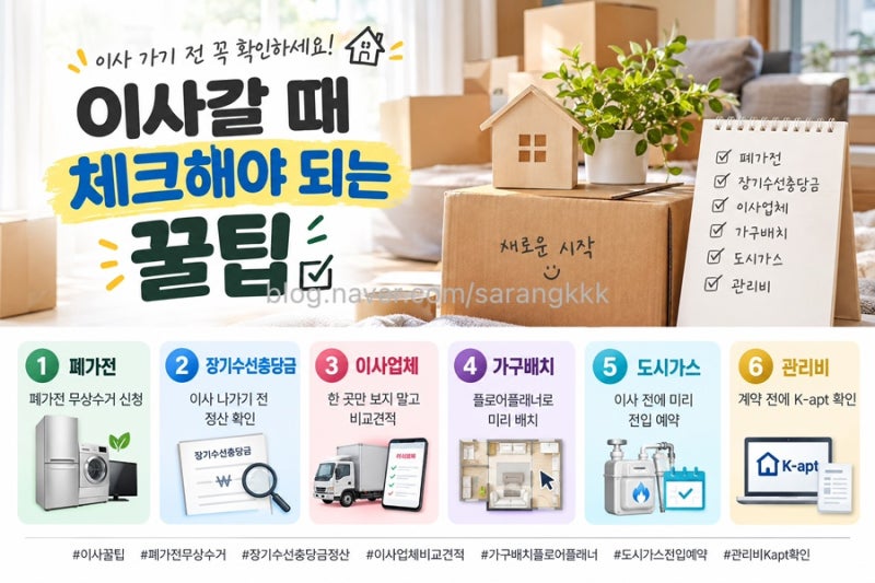 ‘이사할 때 놓치면 아쉬운 것들! 이사 전 체크리스트 6가지 ‘폐가전부터 도시가스까지’